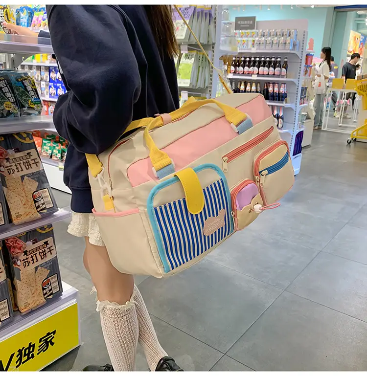 Women's Color-Blocked Travel Bag with Double Pocket & Crossbody Design — feature 21