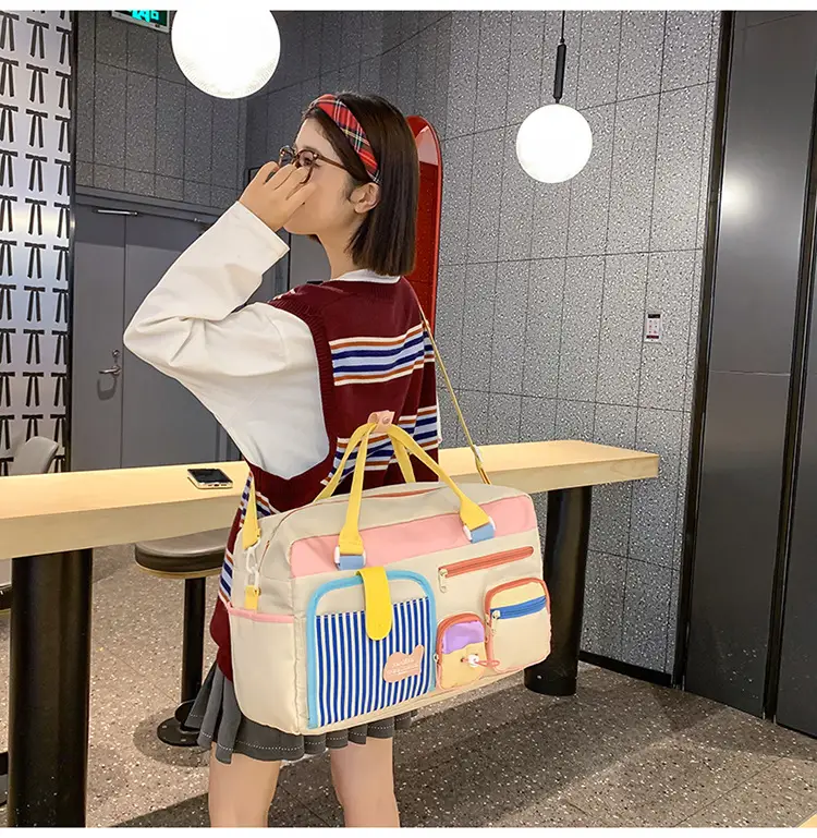 Women's Color-Blocked Travel Bag with Double Pocket & Crossbody Design — feature 25