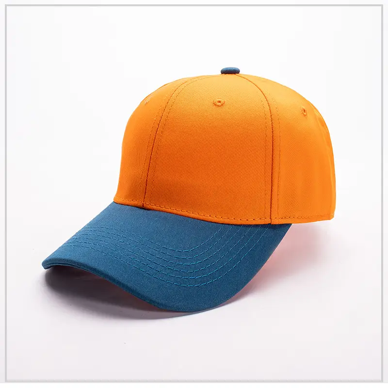 Men's Orange Blue Cotton Baseball Cap Six-Piece Hard Top