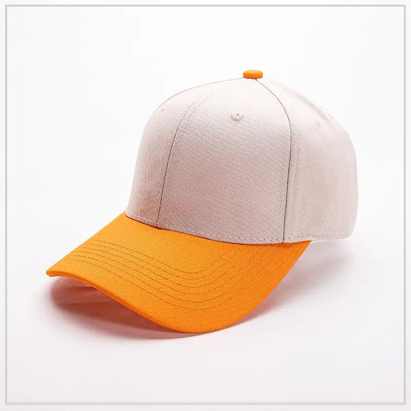 Men's Orange Blue Cotton Baseball Cap Six-Piece Hard Top