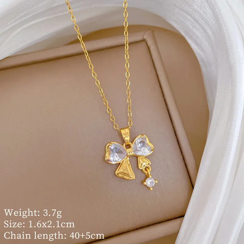 Full Diamond Necklace for Women with Butterfly Pendant - Image 2