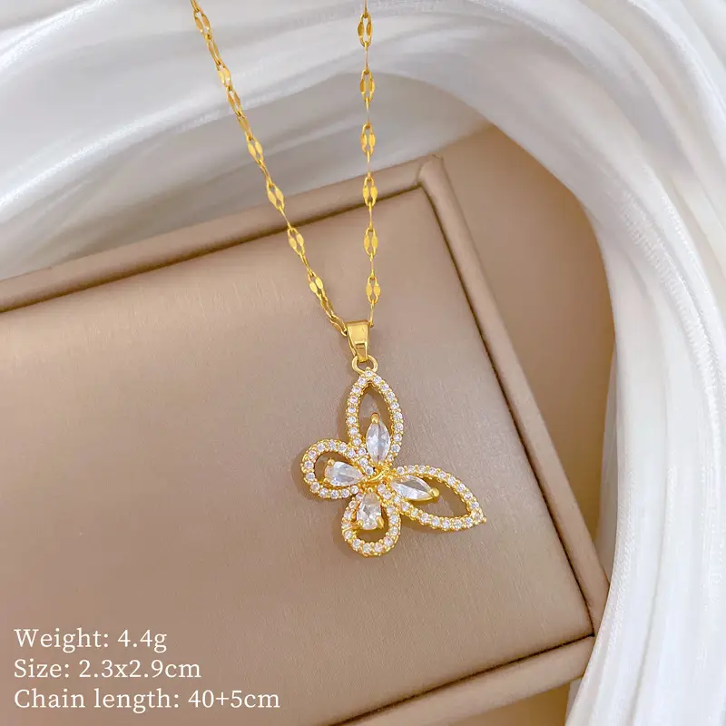 Full Diamond Necklace for Women with Butterfly Pendant - Image 48