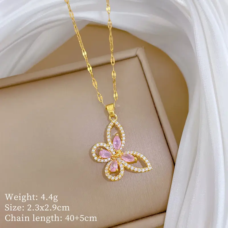 Full Diamond Necklace for Women with Butterfly Pendant - Image 49