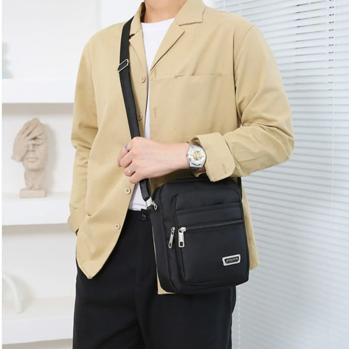 Crossbody Bag for Men, Black, Multi-Purpose, Lightweight, Business Travel - Image 11