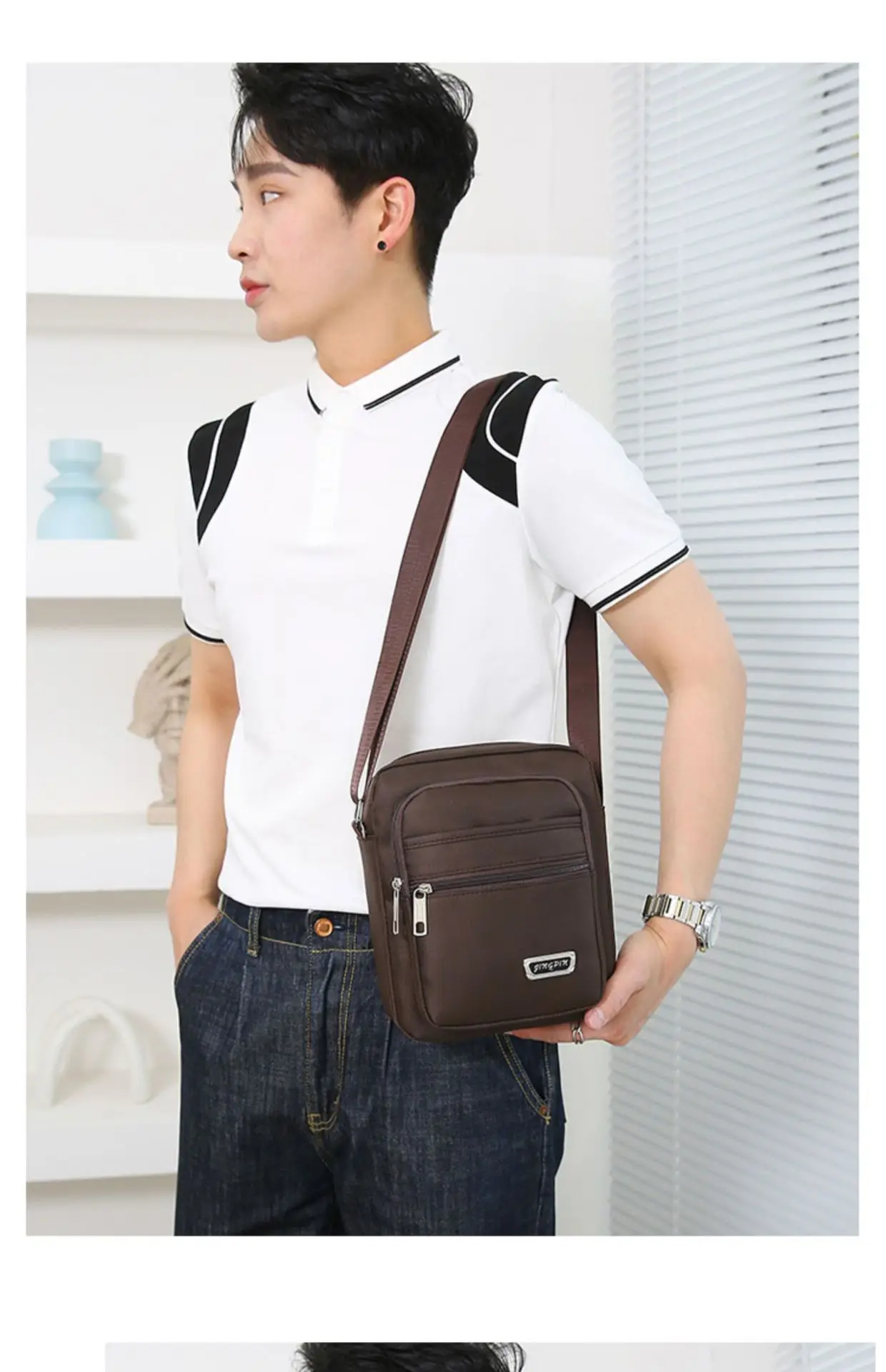 Crossbody Bag for Men, Black, Multi-Purpose, Lightweight, Business Travel — feature 13