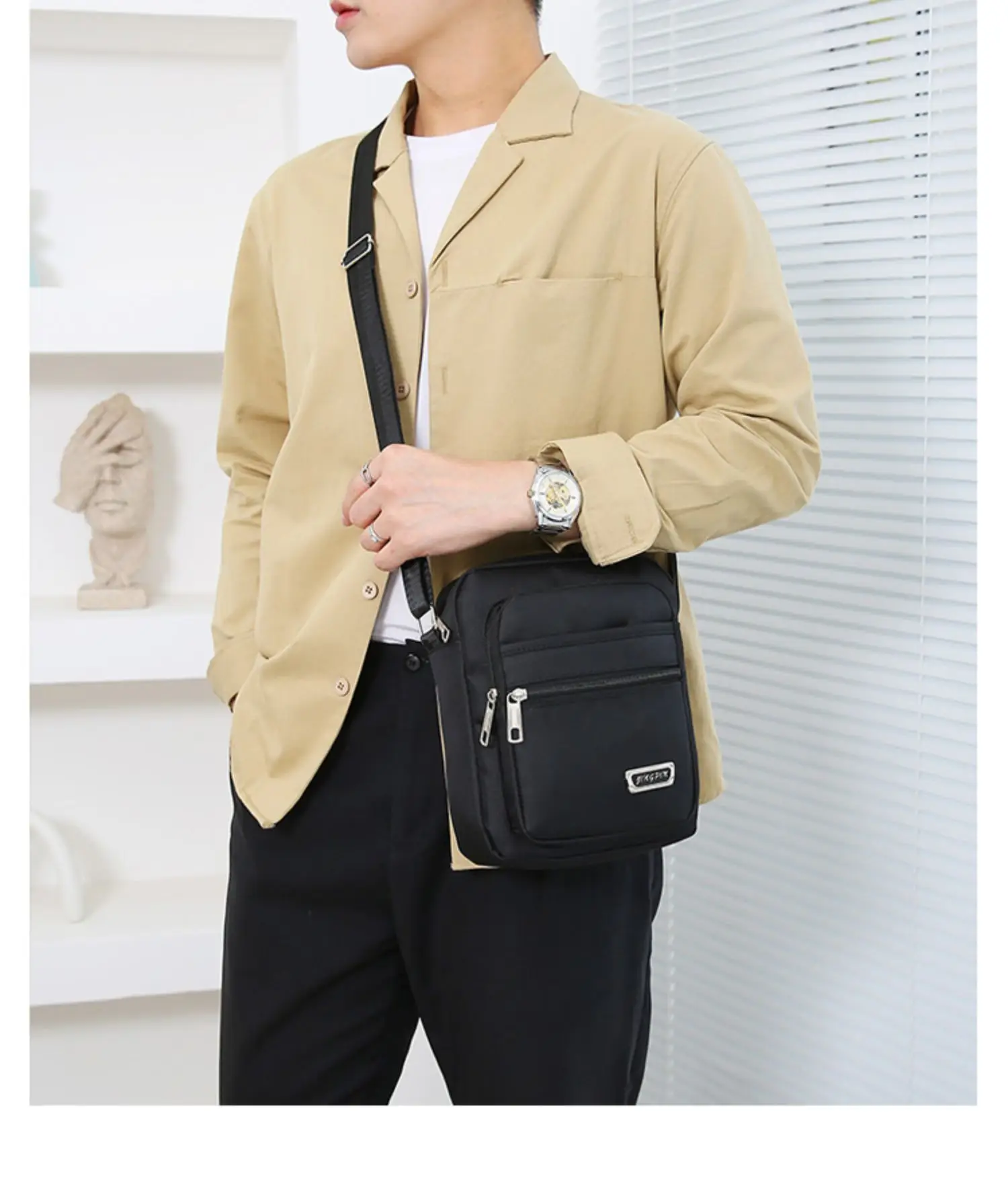 Crossbody Bag for Men, Black, Multi-Purpose, Lightweight, Business Travel — feature 19