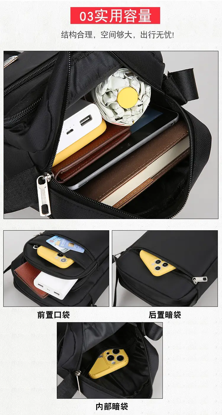 Crossbody Bag for Men, Black, Multi-Purpose, Lightweight, Business Travel — feature 8