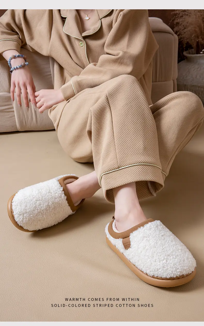 Home Cotton Slippers for Women in Autumn and Winter Couples Indoor Plush High-End Plush Indoor Non-Slip Cotton Slippers That Can Be Worn Outside — feature 14