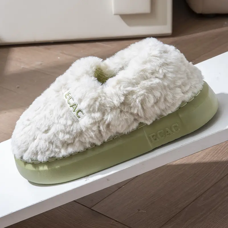 Covered Heel Cotton Slippers for Women Winter 2024 New Couple Outer Wear Warm Thick-Soled Non-Slip Home Cotton Shoes for Men Autum
