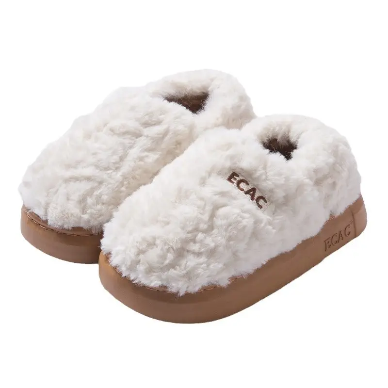 Covered Heel Cotton Slippers for Women Winter 2024 New Couple Outer Wear Warm Thick-Soled Non-Slip Home Cotton Shoes for Men Autum