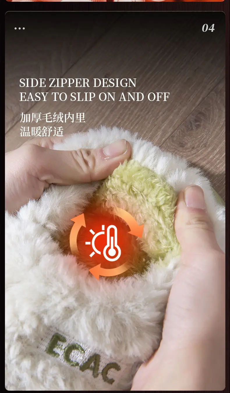 Covered Heel Cotton Slippers for Women Winter 2024 New Couple Outer Wear Warm Thick-Soled Non-Slip Home Cotton Shoes for Men Autum — feature 10