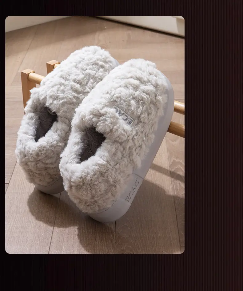 Covered Heel Cotton Slippers for Women Winter 2024 New Couple Outer Wear Warm Thick-Soled Non-Slip Home Cotton Shoes for Men Autum — feature 15