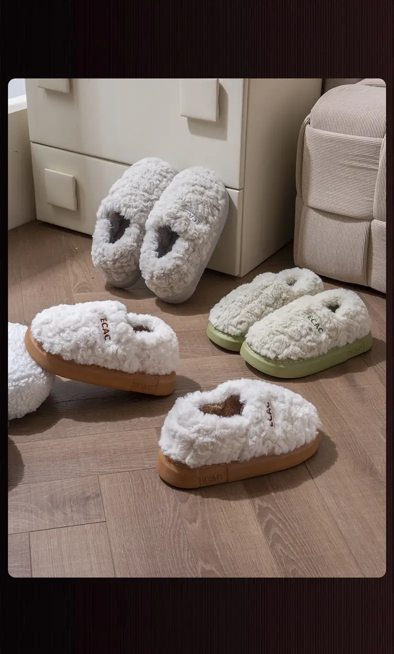 Covered Heel Cotton Slippers for Women Winter 2024 New Couple Outer Wear Warm Thick-Soled Non-Slip Home Cotton Shoes for Men Autum — feature 17