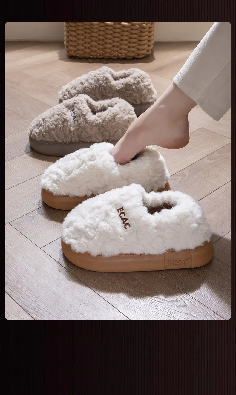 Covered Heel Cotton Slippers for Women Winter 2024 New Couple Outer Wear Warm Thick-Soled Non-Slip Home Cotton Shoes for Men Autum — feature 18