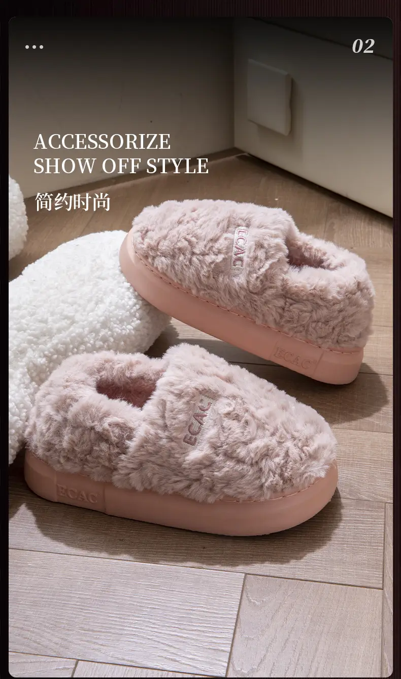 Covered Heel Cotton Slippers for Women Winter 2024 New Couple Outer Wear Warm Thick-Soled Non-Slip Home Cotton Shoes for Men Autum — feature 8