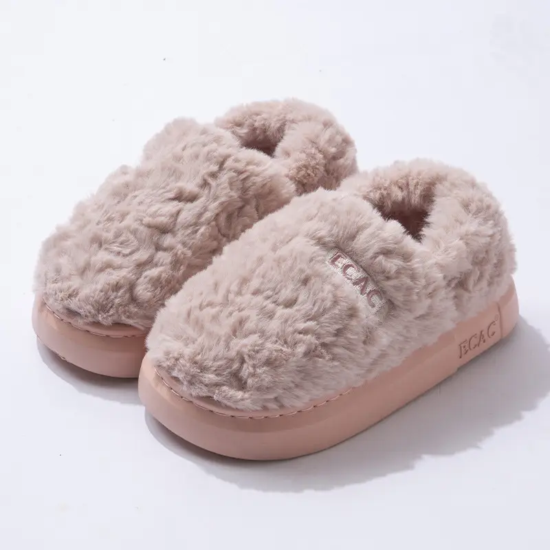 Covered Heel Cotton Slippers for Women Winter 2024 New Couple Outer Wear Warm Thick-Soled Non-Slip Home Cotton Shoes for Men Autum