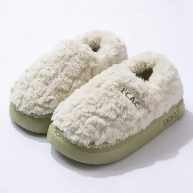 Covered Heel Cotton Slippers for Women Winter 2024 New Couple Outer Wear Warm Thick-Soled Non-Slip Home Cotton Shoes for Men Autum
