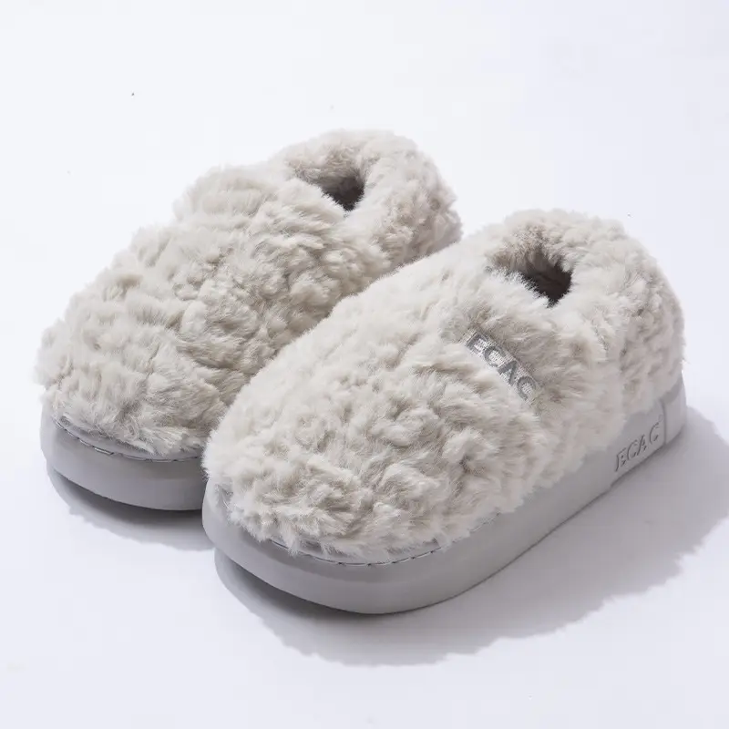 Covered Heel Cotton Slippers for Women Winter 2024 New Couple Outer Wear Warm Thick-Soled Non-Slip Home Cotton Shoes for Men Autum