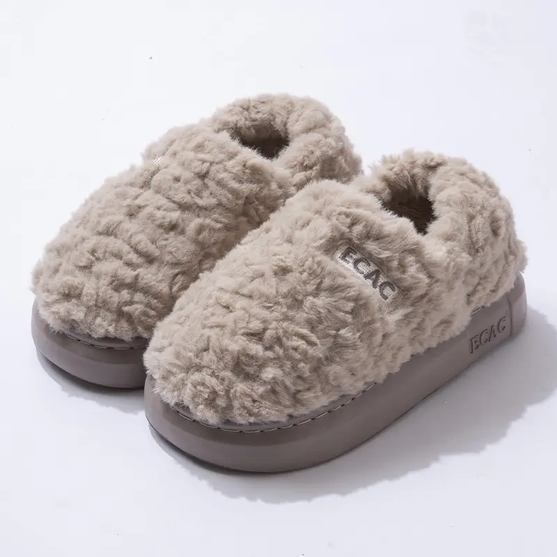 Covered Heel Cotton Slippers for Women Winter 2024 New Couple Outer Wear Warm Thick-Soled Non-Slip Home Cotton Shoes for Men Autum