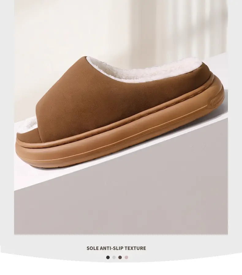 Cross-Border New Style Seamless Open-Toe Cotton Eva Shoes for Indoor Home Use, Warm and Plush, Non-Slip Casual Plush Cotton Slippers — feature 10