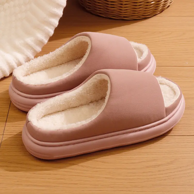 Cross-Border New Style Seamless Open-Toe Cotton Eva Shoes for Indoor Home Use, Warm and Plush, Non-Slip Casual Plush Cotton Slippers - Image 2