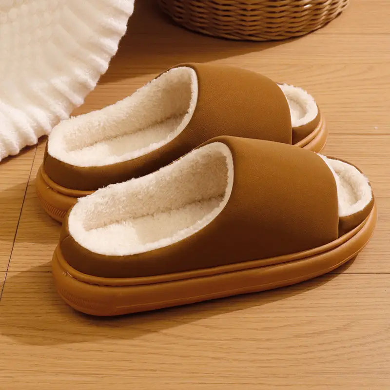 Cross-Border New Style Seamless Open-Toe Cotton Eva Shoes for Indoor Home Use, Warm and Plush, Non-Slip Casual Plush Cotton Slippers - Image 3