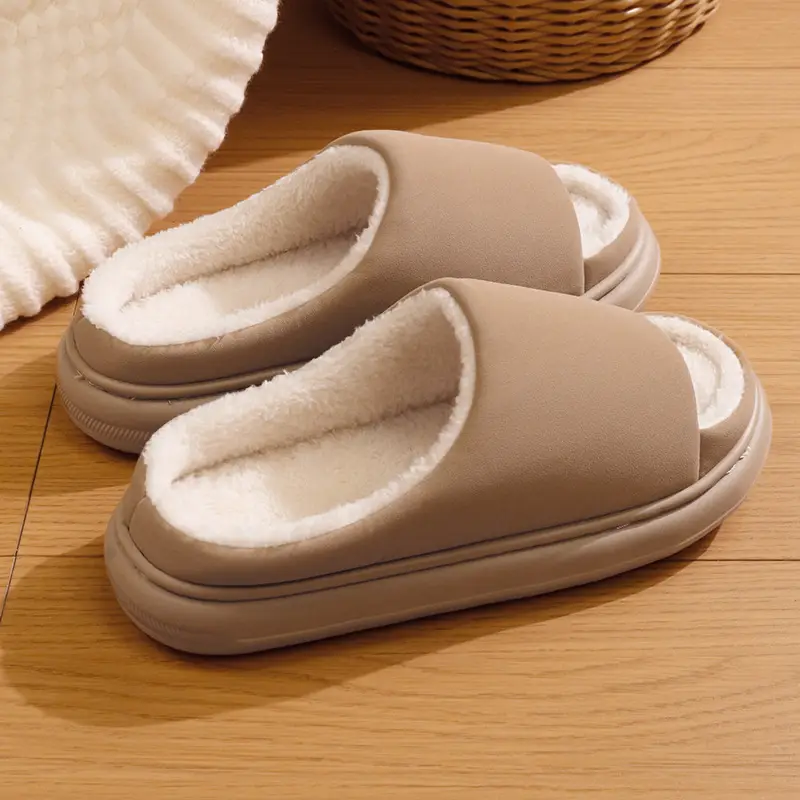 Cross-Border New Style Seamless Open-Toe Cotton Eva Shoes for Indoor Home Use, Warm and Plush, Non-Slip Casual Plush Cotton Slippers - Image 4