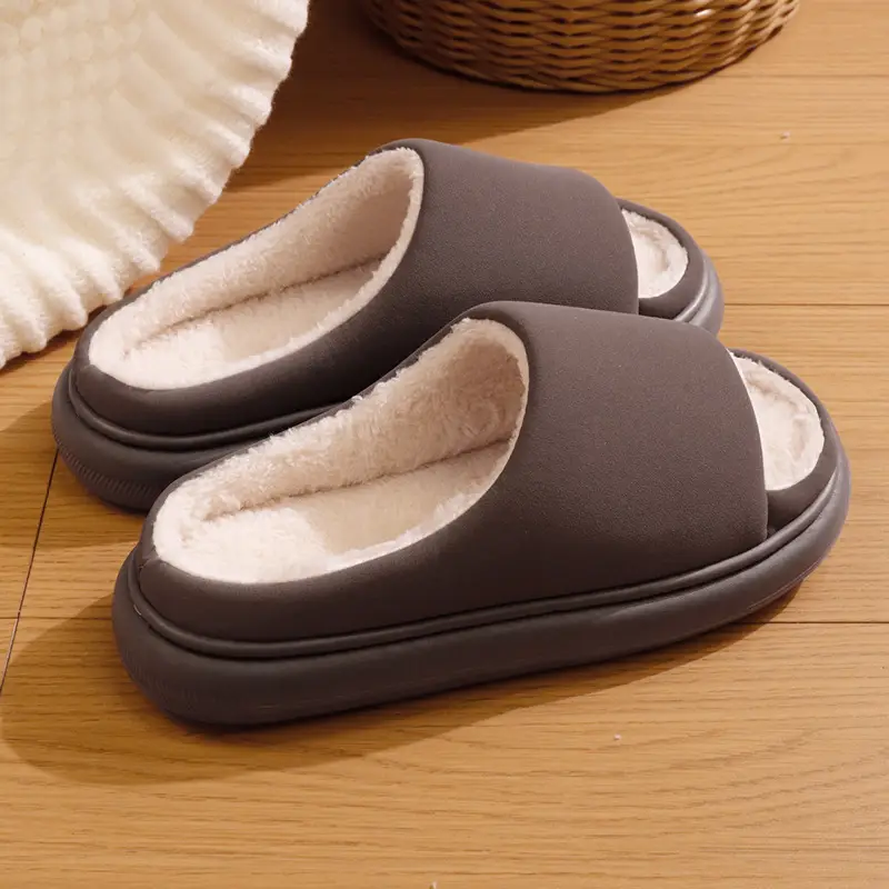 Cross-Border New Style Seamless Open-Toe Cotton Eva Shoes for Indoor Home Use, Warm and Plush, Non-Slip Casual Plush Cotton Slippers - Image 5