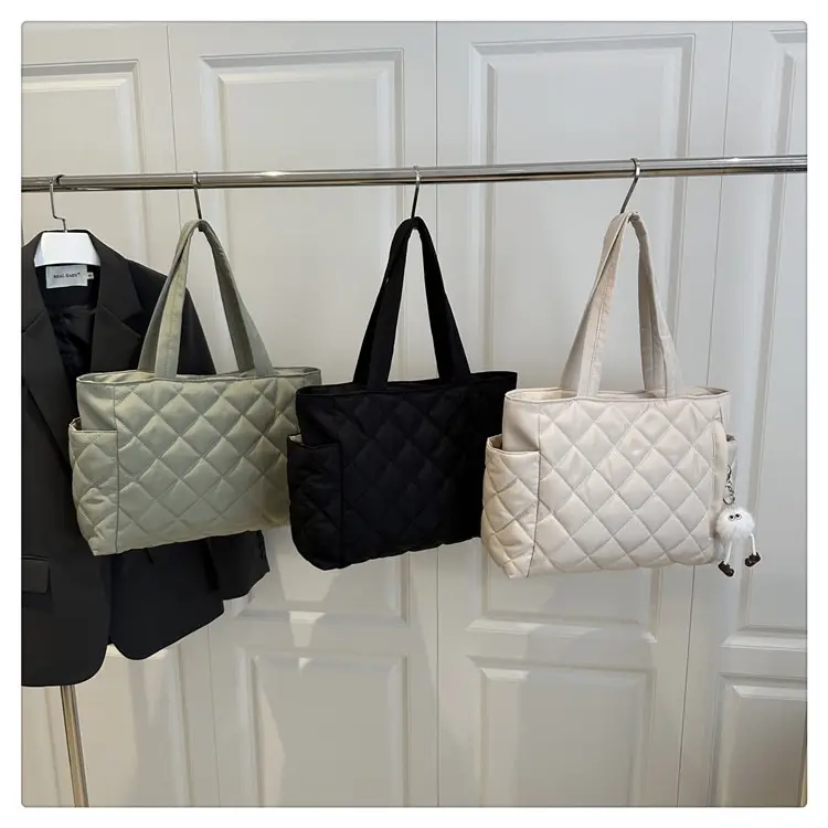 Women Quilted Satchel Tote Bag Olive Green Large Capacity