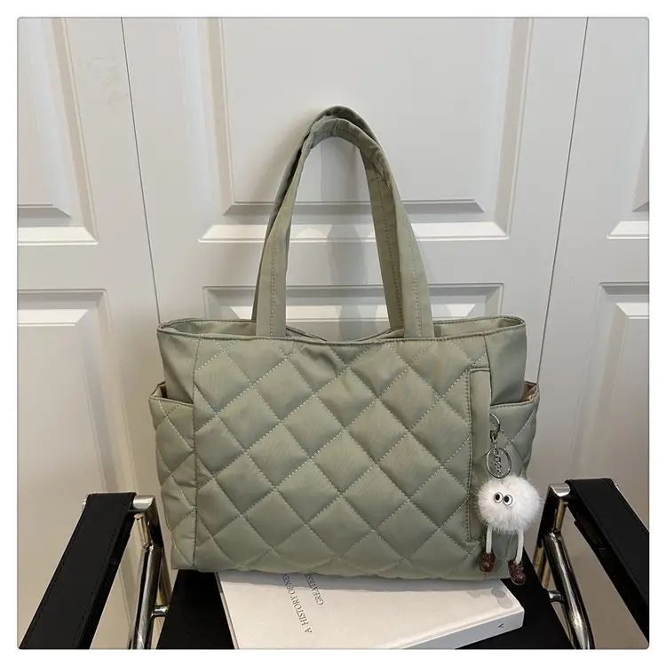 Women Quilted Satchel Tote Bag Olive Green Large Capacity — feature 25