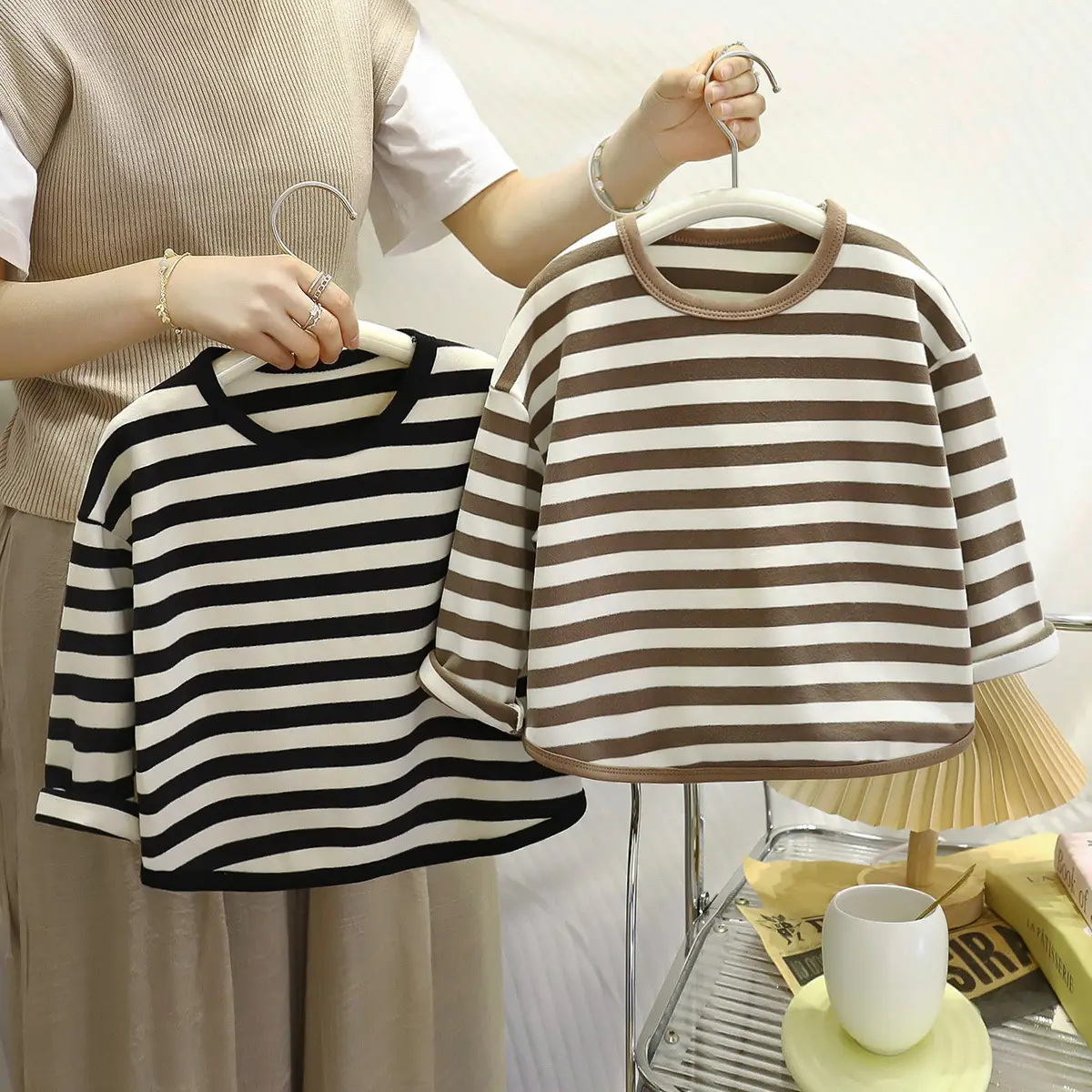 Children's Striped Base Layer Shirt Autumn Warm Base Layer Boys Girls Wholesale - Image 4
