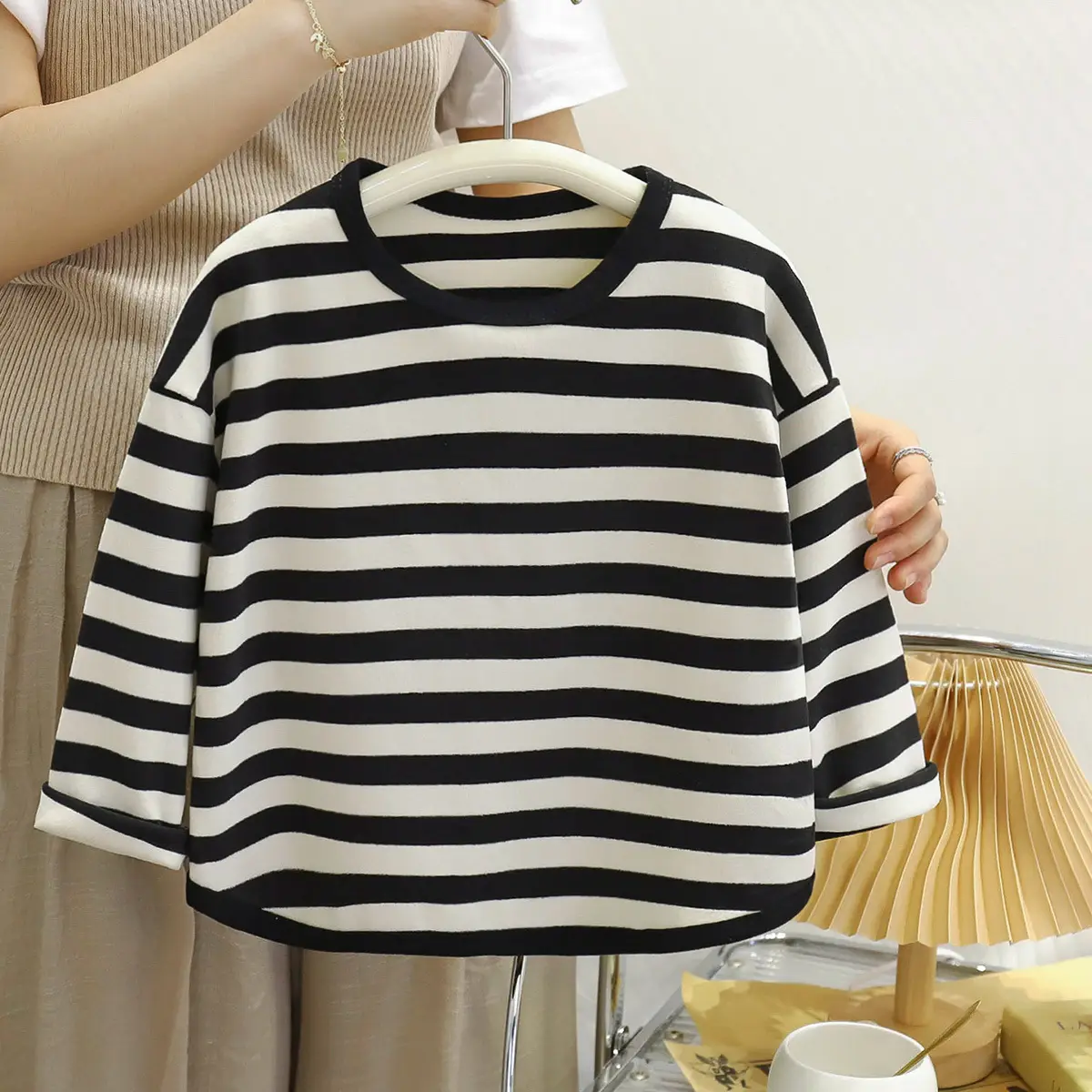 Children's Striped Base Layer Shirt Autumn Warm Base Layer Boys Girls Wholesale — feature 12