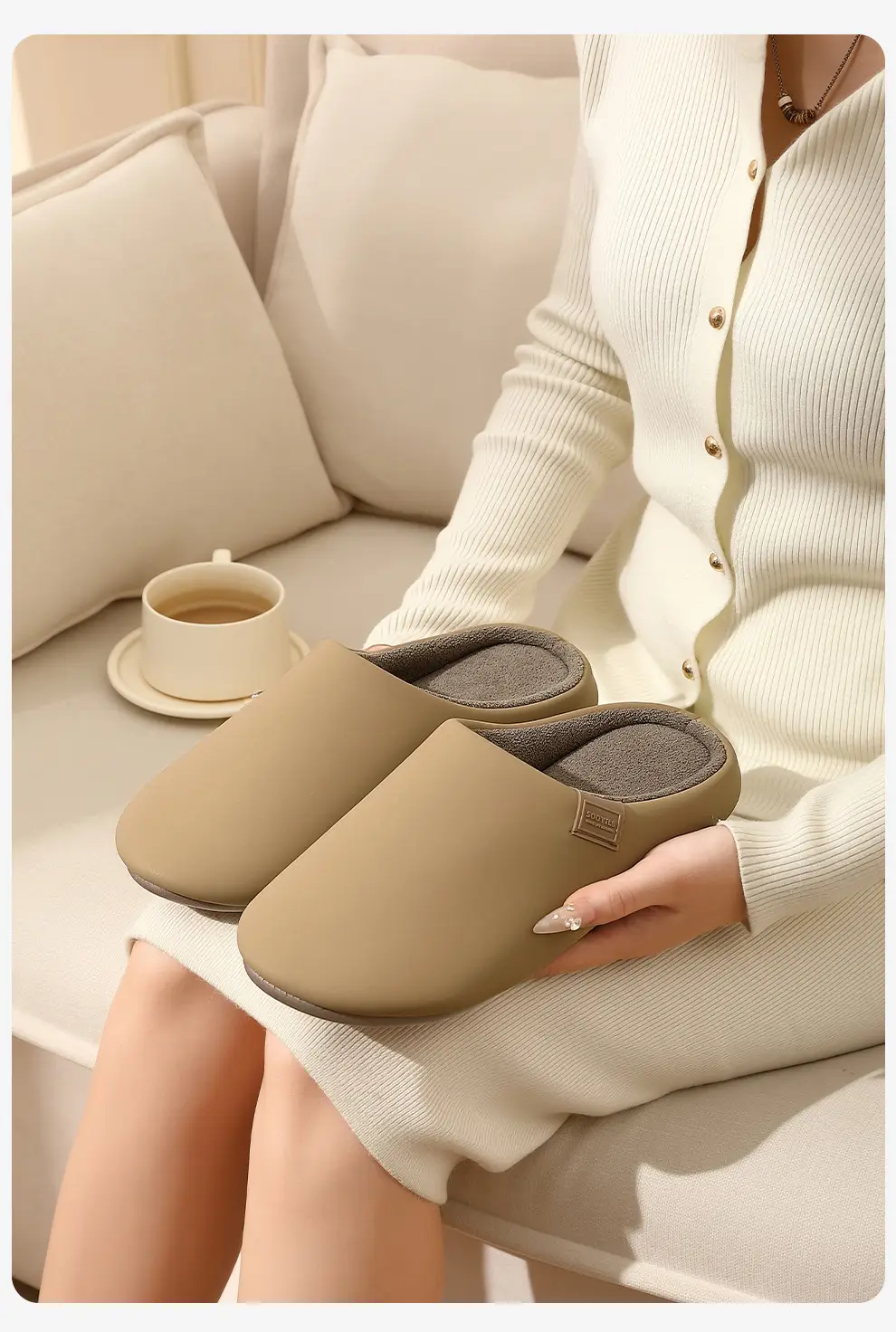 Home Cotton Slippers for Women in Spring, Autumn and Winter, Indoor Non-Slip Couple Home Warm Winter Plush Men's Home Use — feature 10