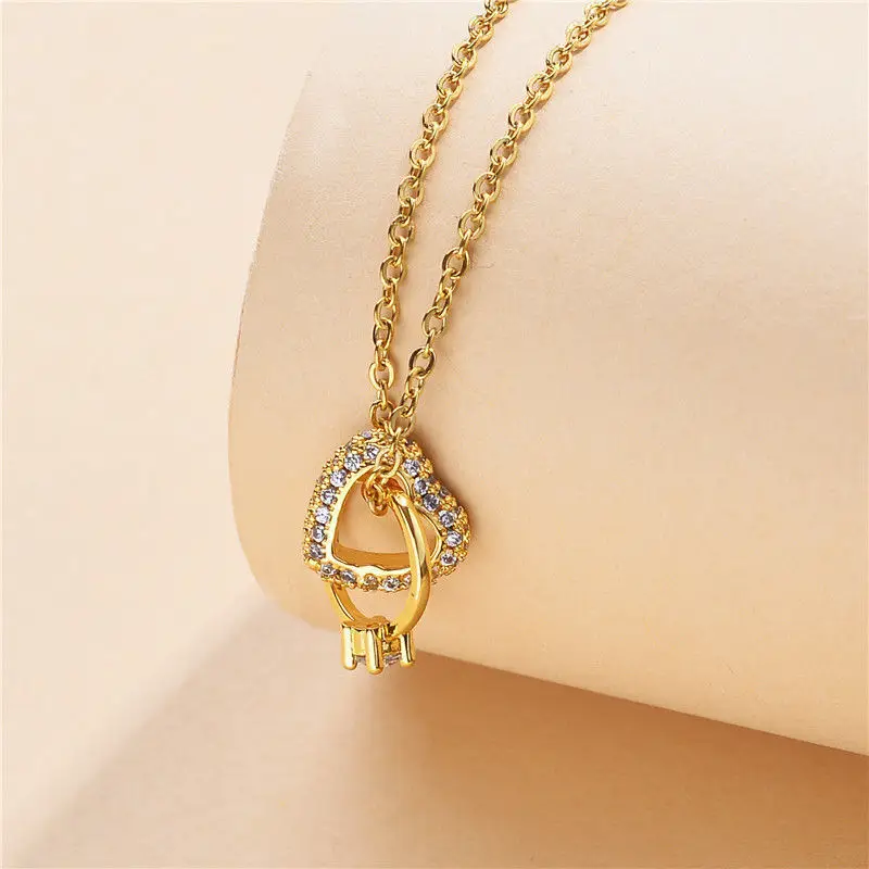 Gold Heart Diamond Necklace for Women - Image 2