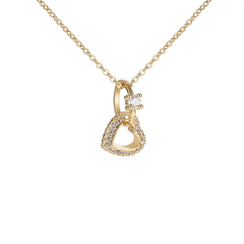 Gold Heart Diamond Necklace for Women - Image 5