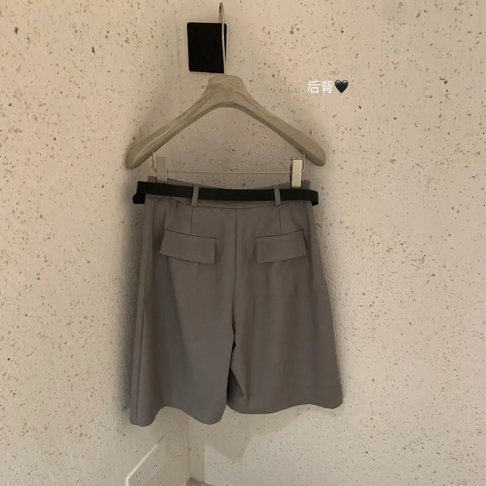 Korean Style Pleated Skirt Pants Grey Belted