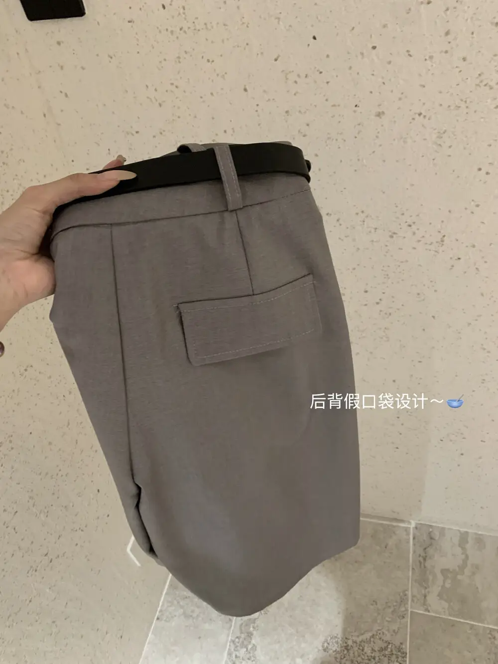 Korean Style Pleated Skirt Pants Grey Belted — feature 8