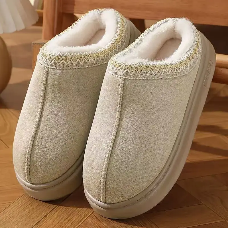 Cotton Slippers for Women, Half-Pack Thick-Soled Non-Slip Lightweight Warm Ultra-Thick Cotton Slippers for Couples, Home Cotton Shoes