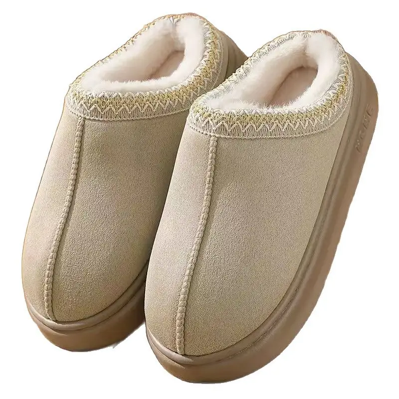 Cotton Slippers for Women, Half-Pack Thick-Soled Non-Slip Lightweight Warm Ultra-Thick Cotton Slippers for Couples, Home Cotton Shoes