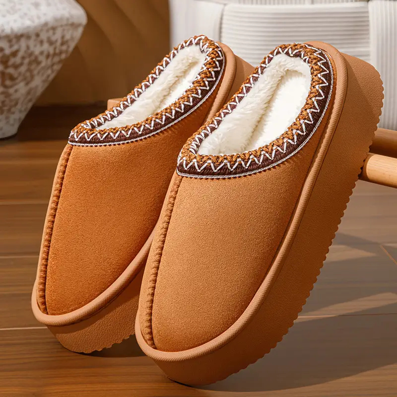Cotton Slippers for Women, Half-Pack Thick-Soled Non-Slip Lightweight Warm Ultra-Thick Cotton Slippers for Couples, Home Cotton Shoes
