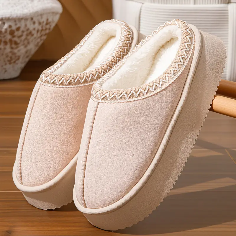 Cotton Slippers for Women, Half-Pack Thick-Soled Non-Slip Lightweight Warm Ultra-Thick Cotton Slippers for Couples, Home Cotton Shoes