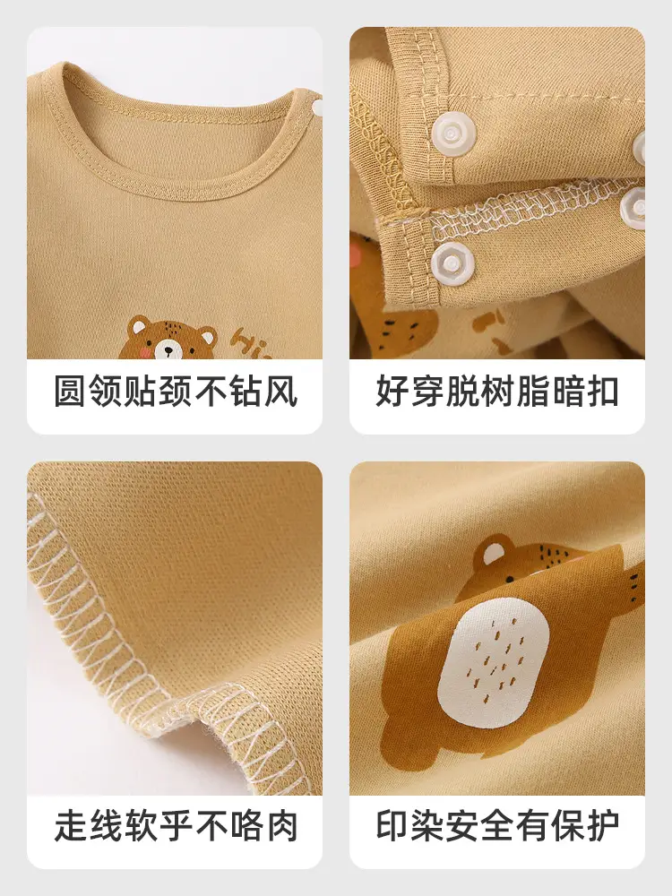 Jingqi Baby Long Sleeve T-Shirt Cute Bear Print Pure Cotton - Image 17