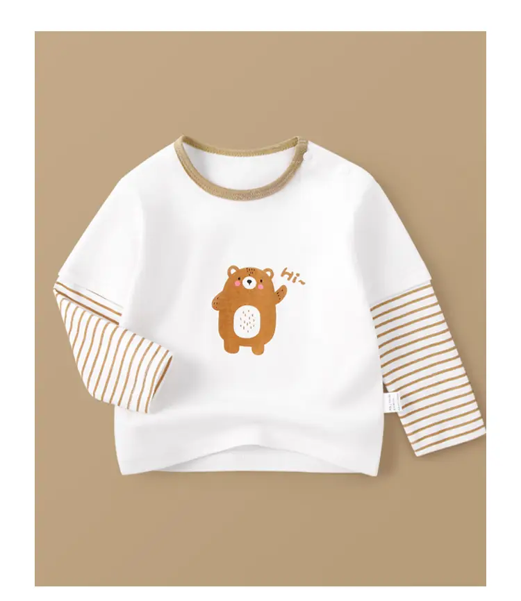 Jingqi Baby Long Sleeve T-Shirt Cute Bear Print Pure Cotton — feature 26