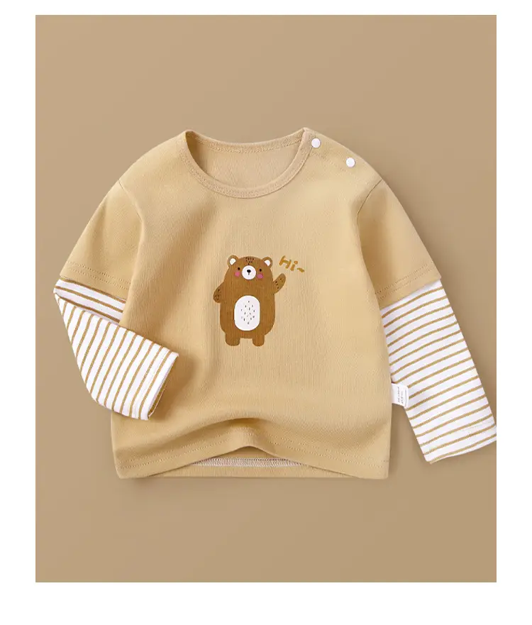 Jingqi Baby Long Sleeve T-Shirt Cute Bear Print Pure Cotton — feature 27