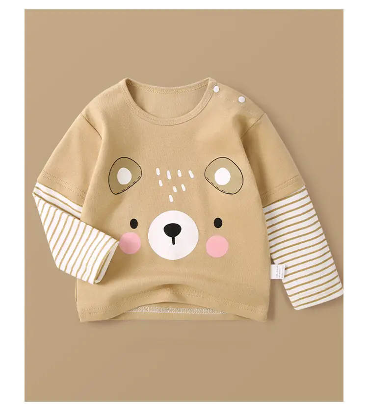 Jingqi Baby Long Sleeve T-Shirt Cute Bear Print Pure Cotton — feature 28