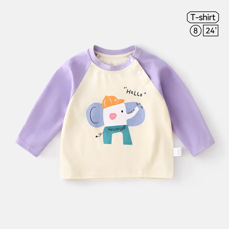 Jingqi Baby Long Sleeve T-Shirt Cute Bear Print Pure Cotton - Image 5