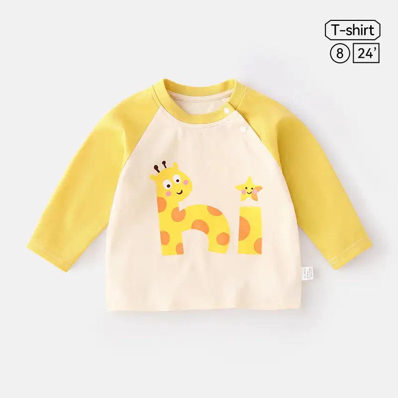 Jingqi Baby Long Sleeve T-Shirt Cute Bear Print Pure Cotton - Image 7