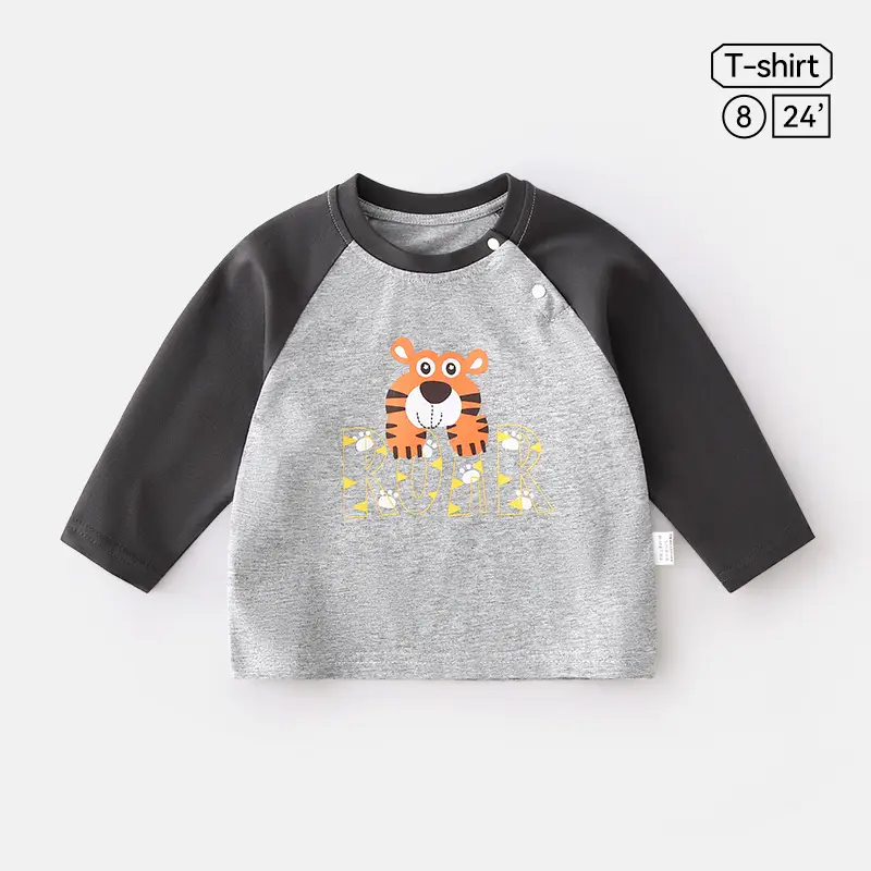Jingqi Baby Long Sleeve T-Shirt Cute Bear Print Pure Cotton - Image 9
