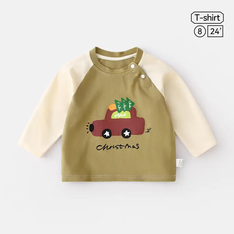 Jingqi Baby Long Sleeve T-Shirt Cute Bear Print Pure Cotton - Image 4