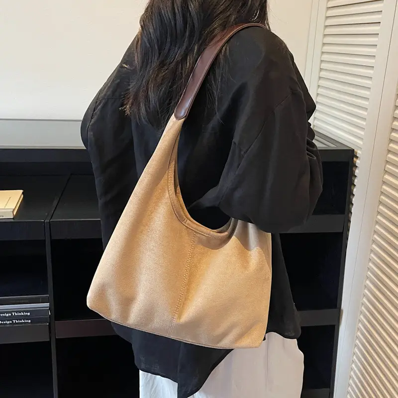 2025 Velvet Shoulder Bag Large Capacity Brown - Image 6